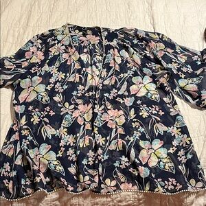 Forever 21 Sheer Floral Overshirt - Size L